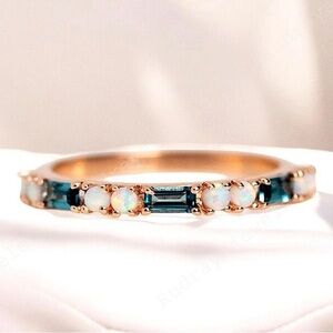 Elegant Opal and Blue Stone Gold Ring